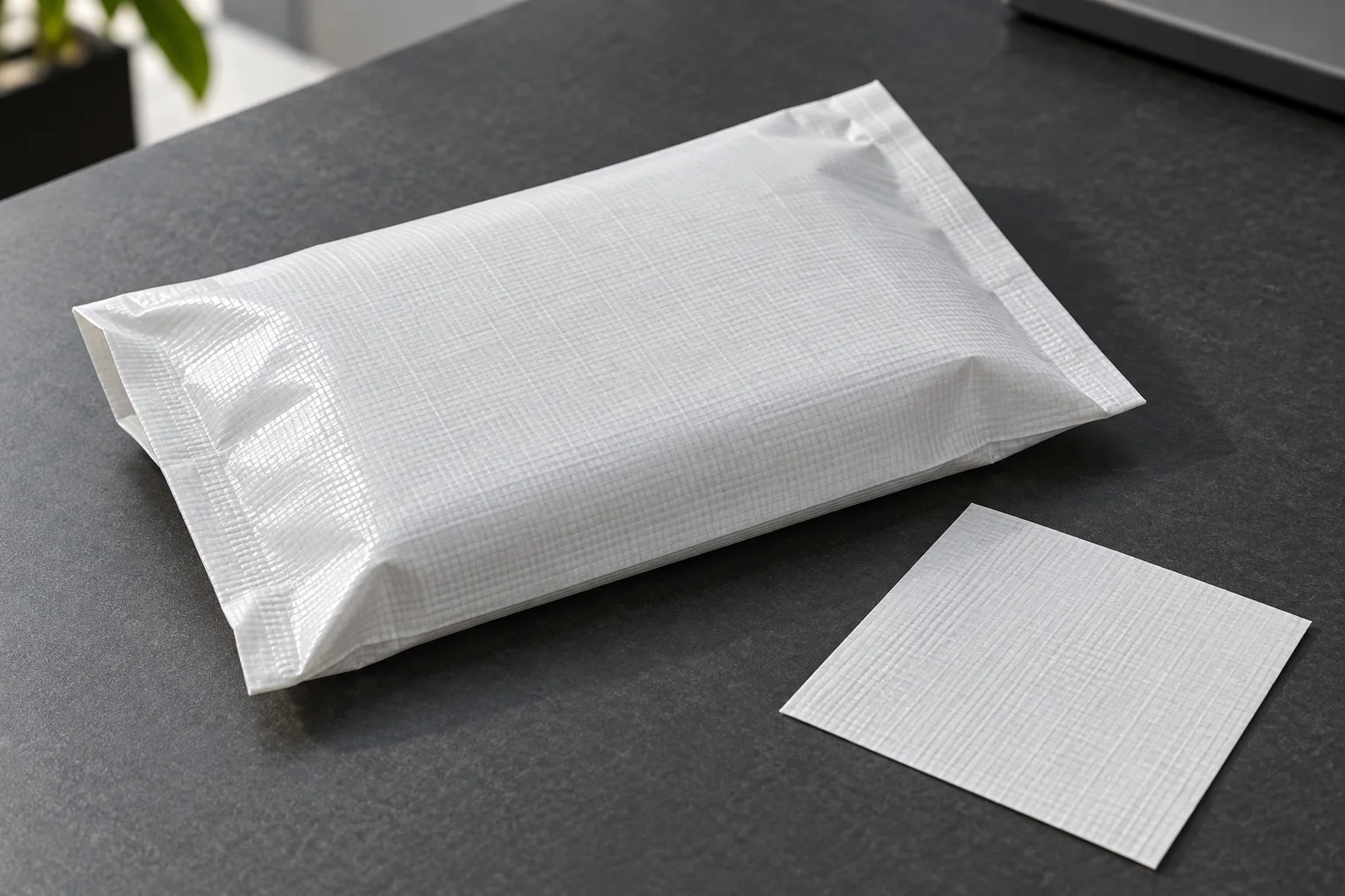 Illustrative unbranded protective pouch concept made from woven material